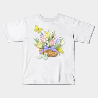 Spring Tulip Basket Kids T-Shirt